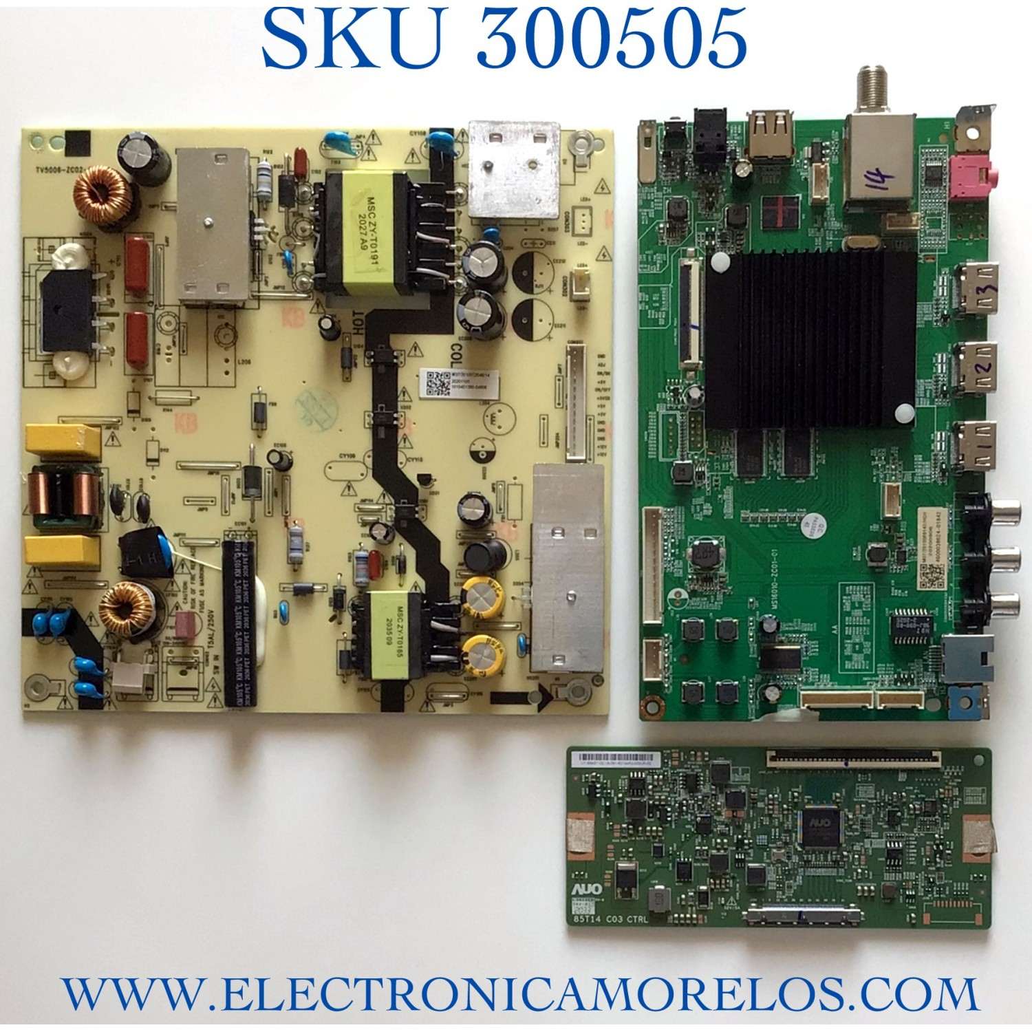 KIT DE TARJETAS PARA TV WESTINGHOUSE 4K SMART TV / MAIN MS16010-ZC01-01 / 2E01413C0 / T-CON 55.43T10.C15 / 5543T10C15 / 85T14 C03 / FUENTE T5006-ZC02-02 / E021M460-B2 / E021M431-H1 / E021M289-T1 / 303C500606J / PANEL  T430QVN03.F / MODELO WR43UX4019
